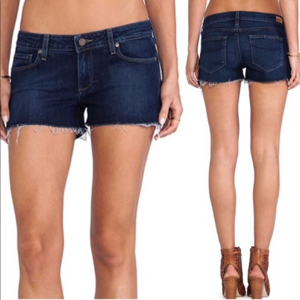 PAIGE Catalina Denim Jean Frayed Raw Hem Shorts 26